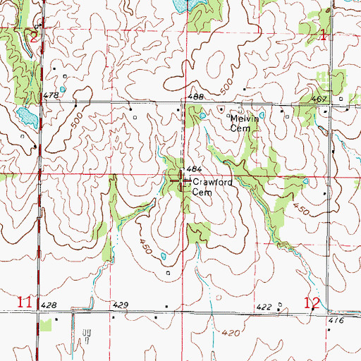 Topographic Map of Crawford Cemetery, IL