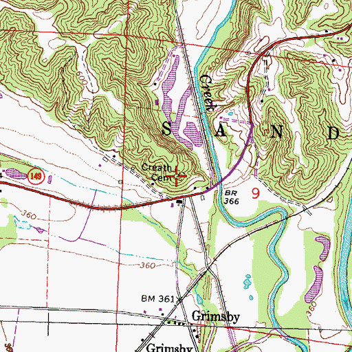 Topographic Map of Creath Morris Cemetery, IL