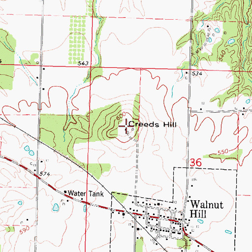 Topographic Map of Creeds Hill, IL