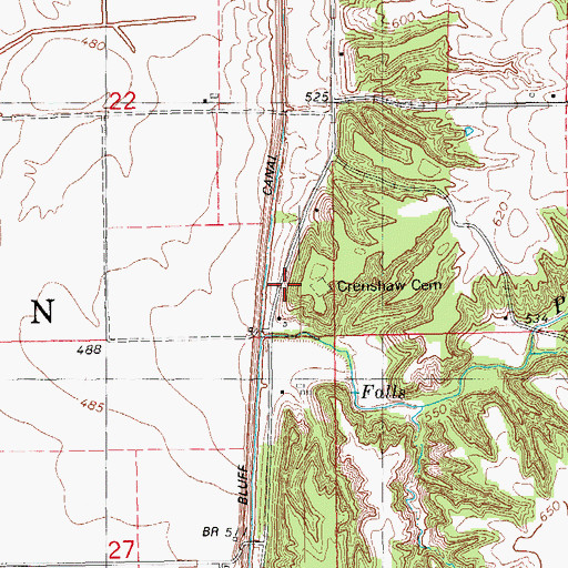 Topographic Map of Crenshaw Cemetery, IL