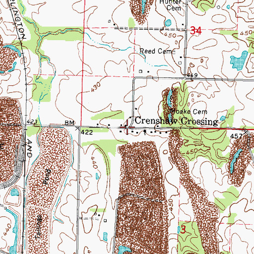 Topographic Map of Crenshaw Crossing, IL