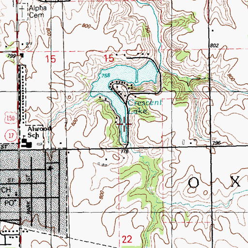 Topographic Map of Crescent Lake, IL