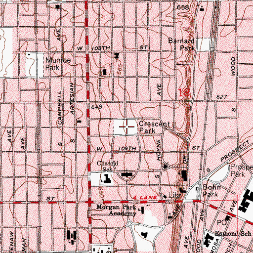 Topographic Map of Crescent Park, IL