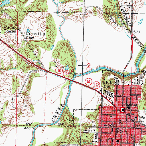 Topographic Map of Cress Creek, IL