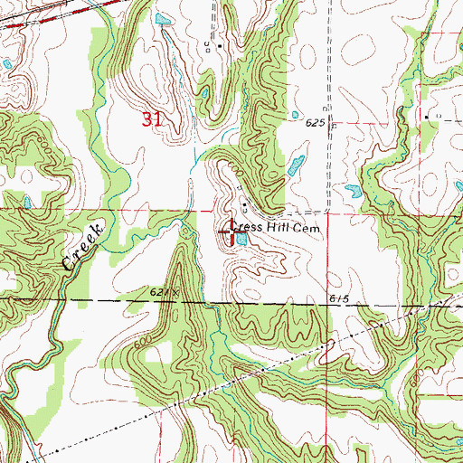 Topographic Map of Cress Cemetery, IL