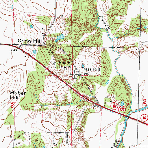 Topographic Map of Cress Hill Cemetery, IL