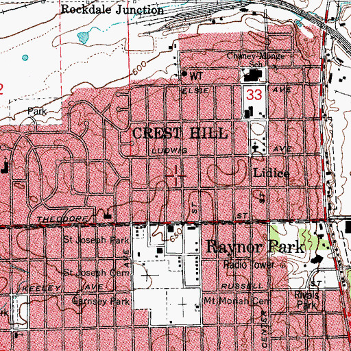 Topographic Map of Crest Hill, IL