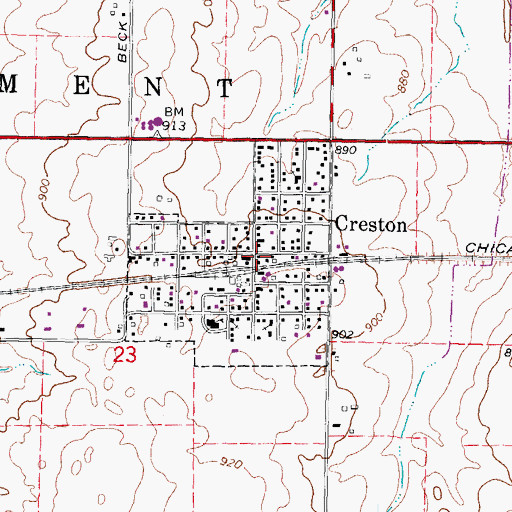 Topographic Map of Creston, IL