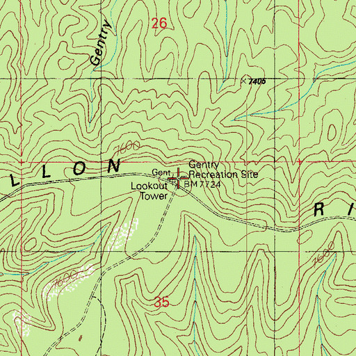Topographic Map of Gentry Lookout Tower, AZ