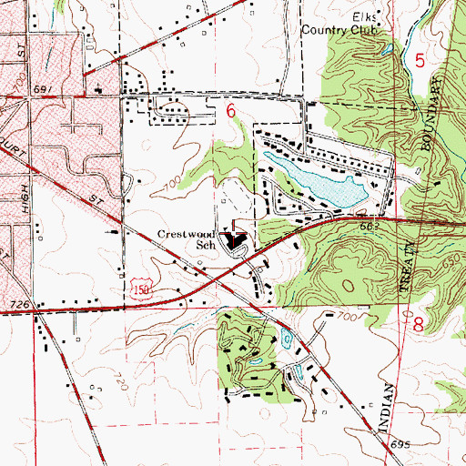 Topographic Map of Crestwood Junior High School, IL