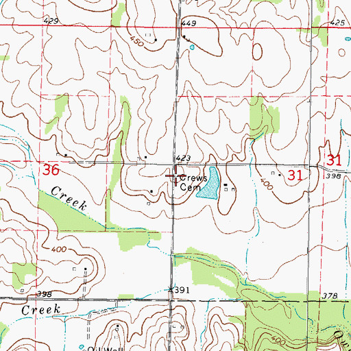 Topographic Map of Crews Cemetery, IL