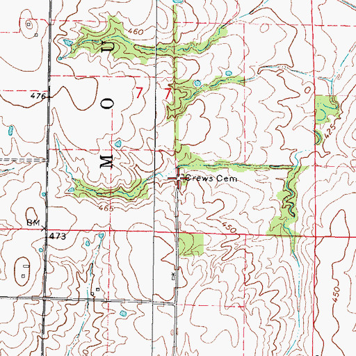 Topographic Map of Crews Cemetery, IL