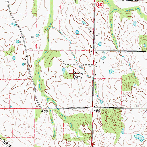 Topographic Map of Crisel Cemetery, IL