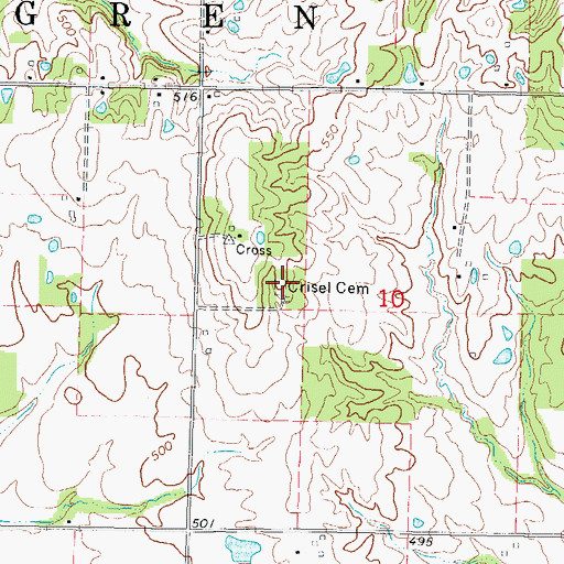 Topographic Map of Crisel Cemetery, IL