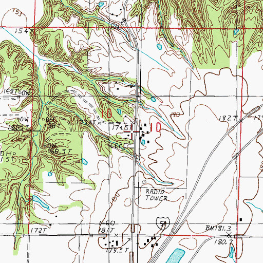 Topographic Map of Brockett Cemetery, IL