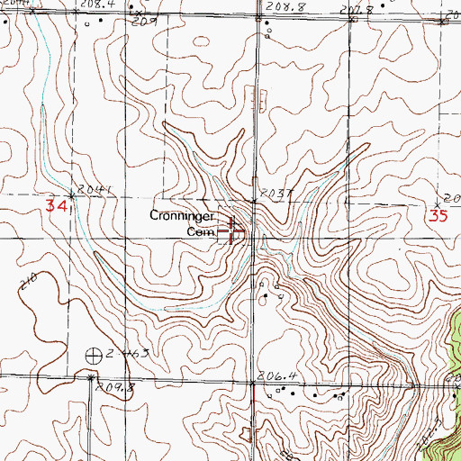 Topographic Map of Cronninger Cemetery, IL