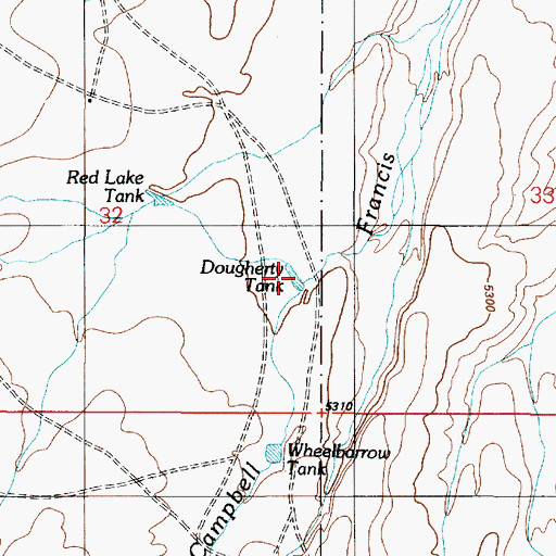 Topographic Map of Dougherty Tank, AZ