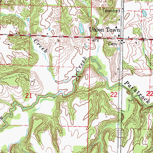 Topographic Map of Crooked Creek, IL