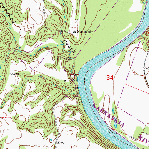 Topographic Map of Crooked Creek, IL
