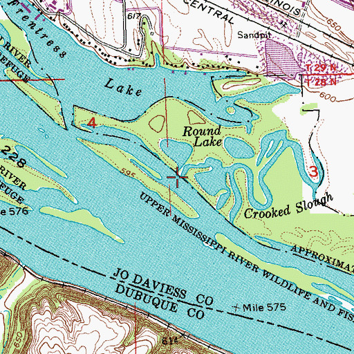 Topographic Map of Crooked Slough, IL