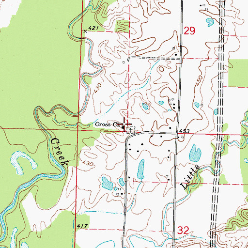 Topographic Map of Cross Church, IL