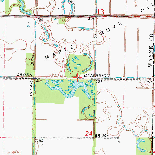 Topographic Map of Cross Diversion Ditch, IL
