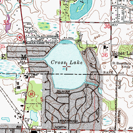 Topographic Map of Cross Lake, WI