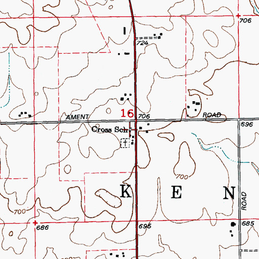 Topographic Map of Cross School, IL