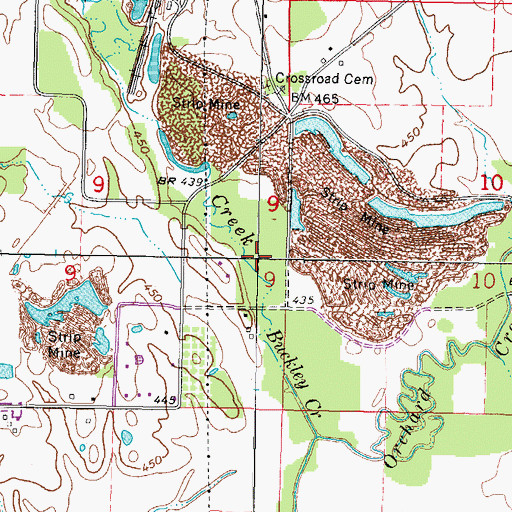Topographic Map of Cross Road Cemetery, IL