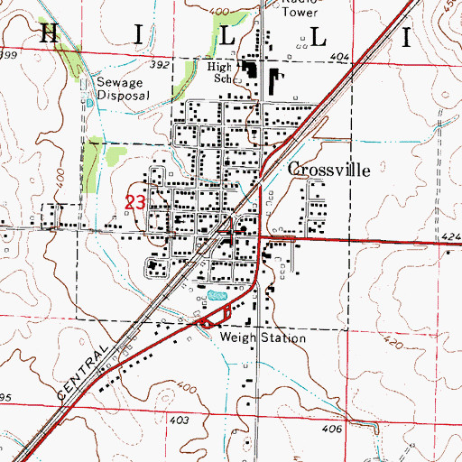 Topographic Map of Crossville, IL