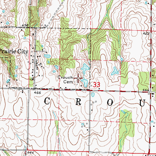 Topographic Map of Crouch Cemetery, IL