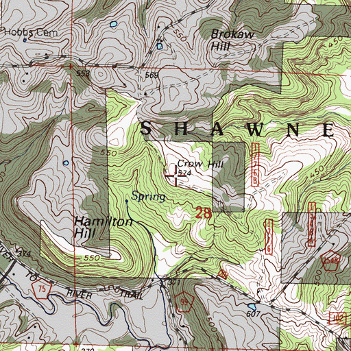Topographic Map of Crow Hill, IL