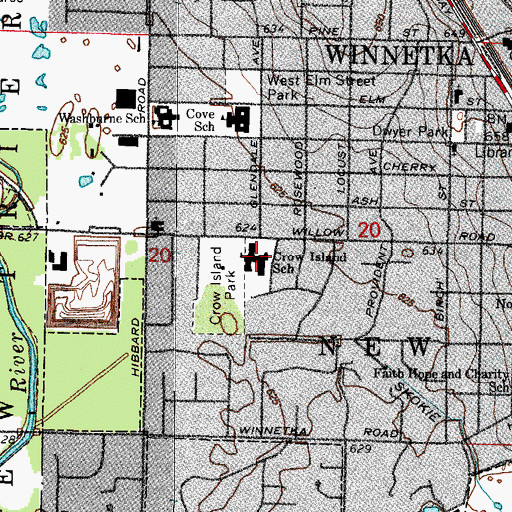 Topographic Map of Crow Island School, IL