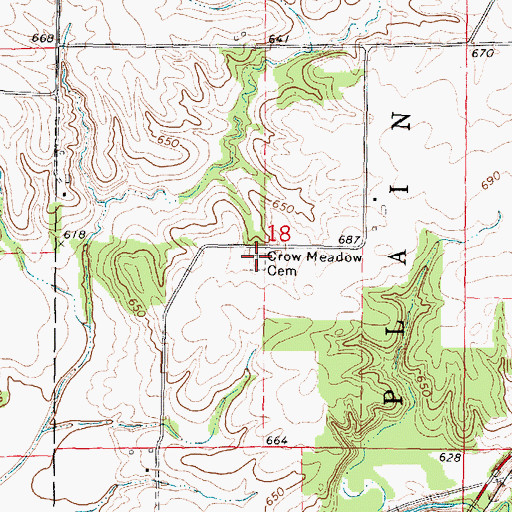 Topographic Map of Crow Meadow Presbyterian Cemetery, IL