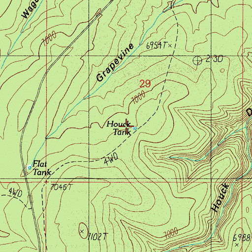 Topographic Map of Houck Tank, AZ