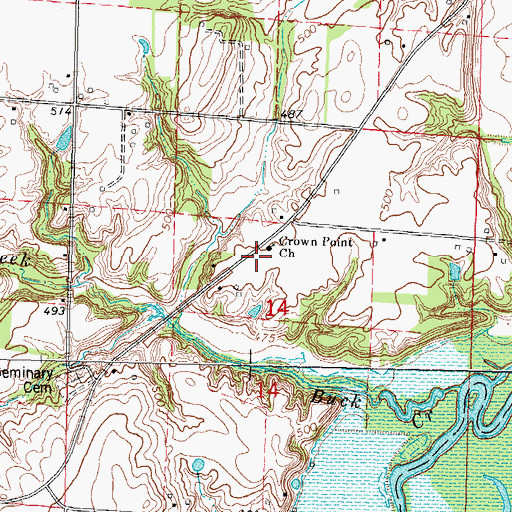 Topographic Map of Crown Point Church, IL