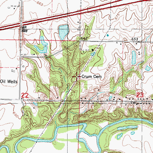 Topographic Map of Crum Cemetery, IL