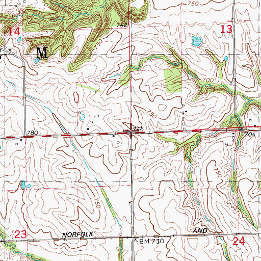 Topographic Map of Crump School (historical), IL
