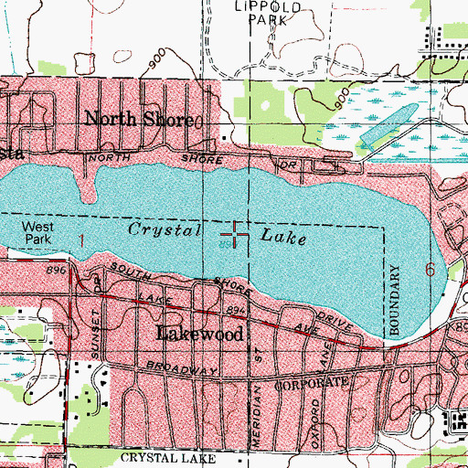 Topographic Map of Crystal Lake, IL
