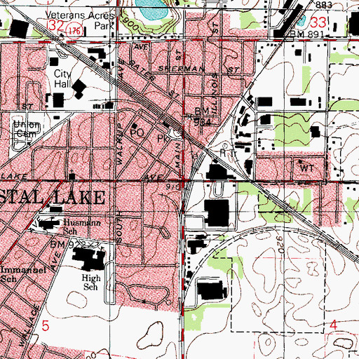 Topographic Map of Crystal Lake, IL