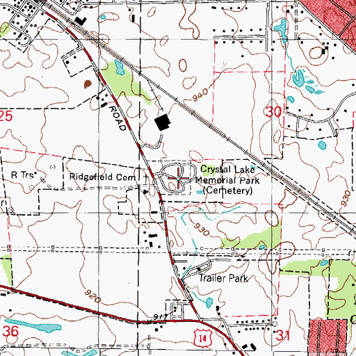 Topographic Map of Crystal Lake Memorial Park, IL
