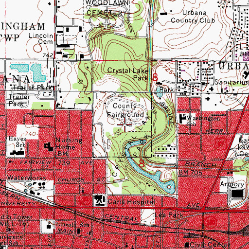 Topographic Map of Crystal Lake Park, IL