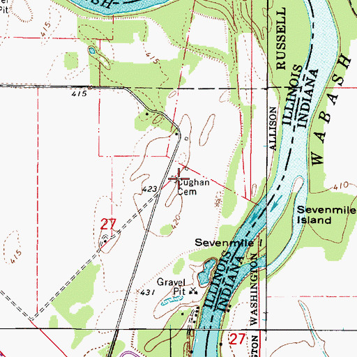 Topographic Map of Cughan Cemetery, IL