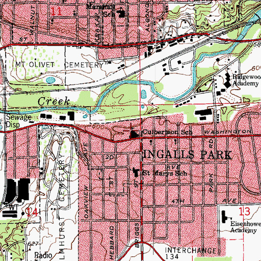 Topographic Map of T E Culbertson Elementary School, IL