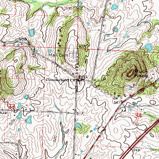 Topographic Map of Cumberland Church, IL