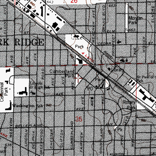 Topographic Map of Cumberland Park, IL