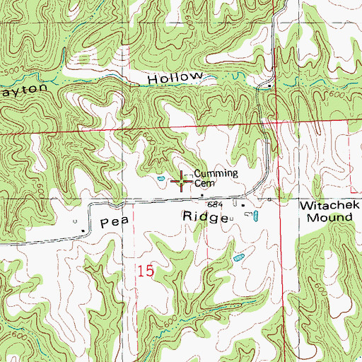 Topographic Map of Cumming Cemetery, IL