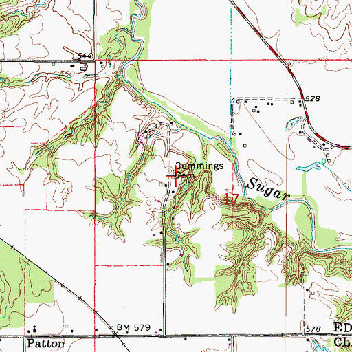 Topographic Map of Cummings Cemetery, IL