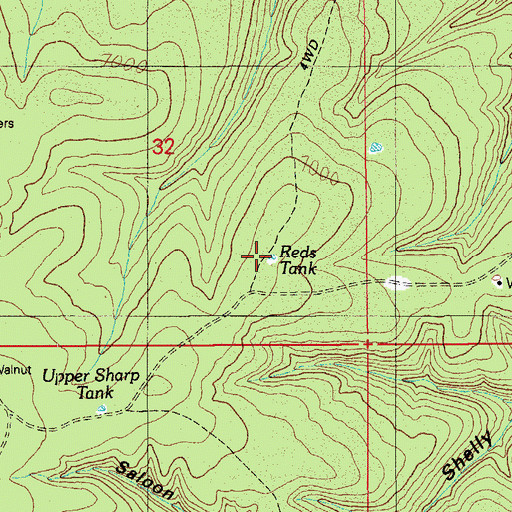 Topographic Map of Reds Tank, AZ
