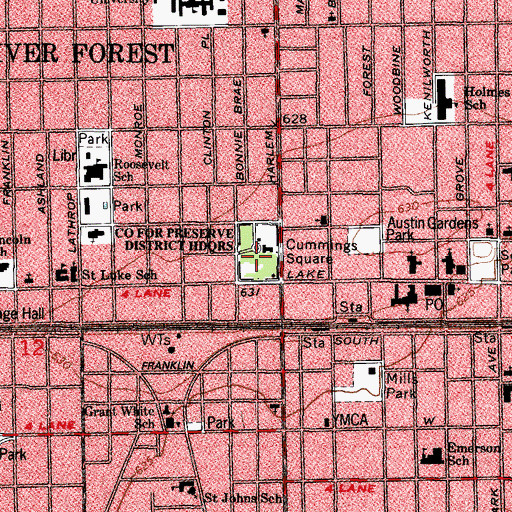 Topographic Map of Cummings Square, IL